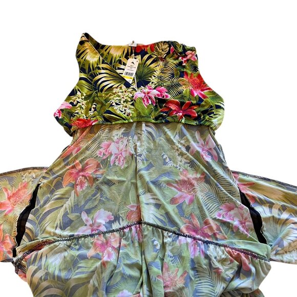 TOMMY BAHAMA Tropical Floral Print Sleeveless V-Neck Hi-Lo Maxi Dress Size M-L - Picture 7 of 9